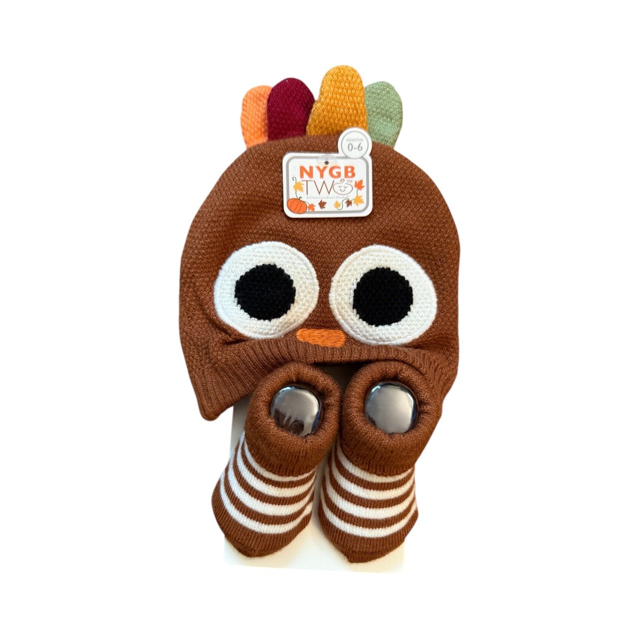 NYGB Two Baby Turkey Hat & Booties Set – Adorable Fall & Thanksgiving Outfit for Newborns (0–6 Months) - Knack'd Up