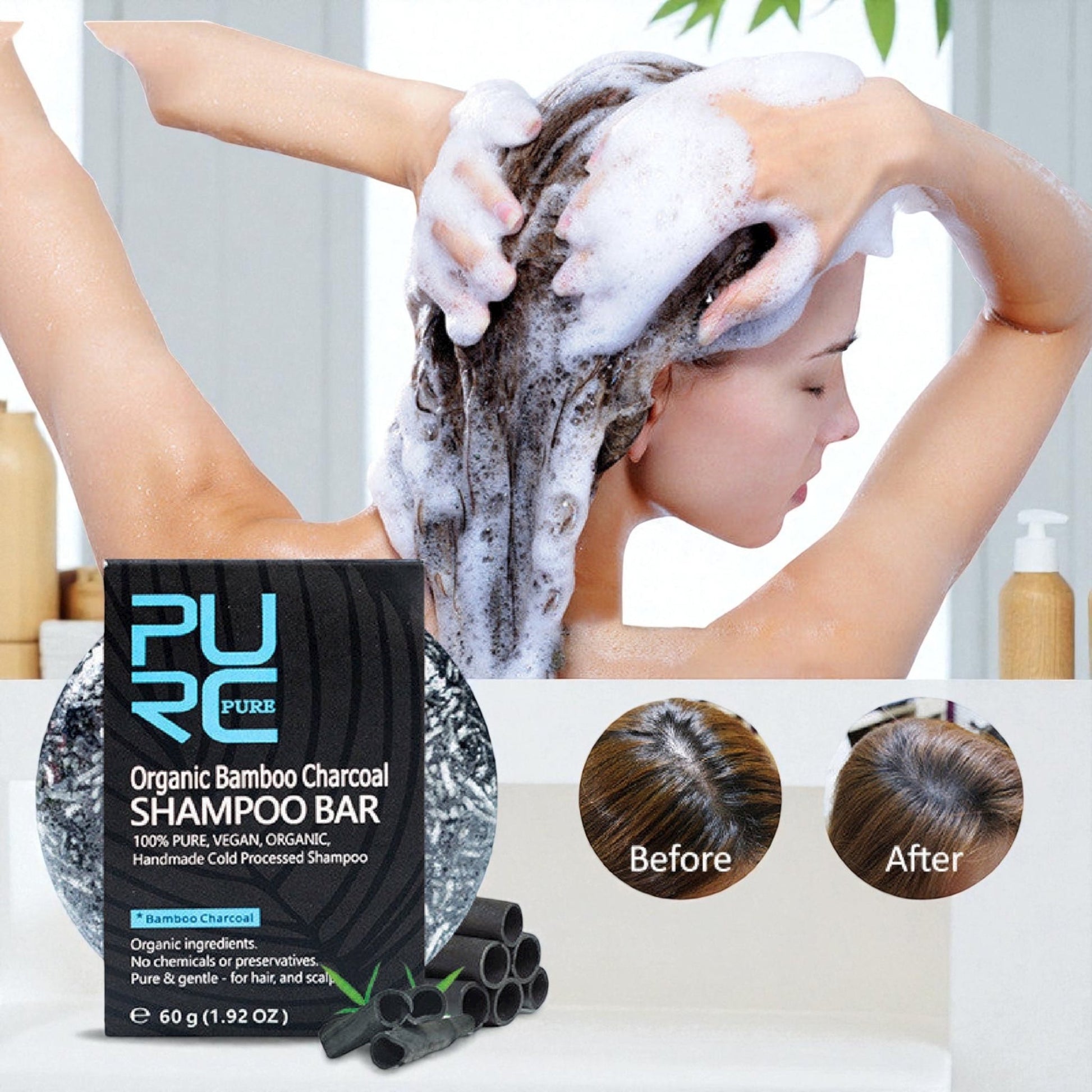 Organic Bamboo Charcoal Shampoo Bar (3 - Pack) – Detox, Purify & Revive Naturally - Knack'd Up
