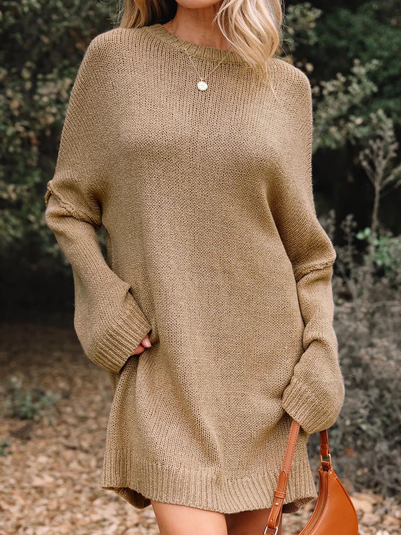 Oversize Drop Shoulder Slouchy Sweater Dress - Knack'd Up