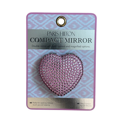 Paris Hilton Compact Heart Mirror – Double - Sided Rhinestone Makeup Mirror with Magnified View for Touch - Ups & Travel - Knack'd Up