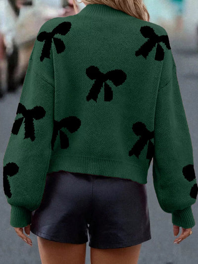 Pearl Bow - Embellished Long Sleeve Sweater - Knack'd Up