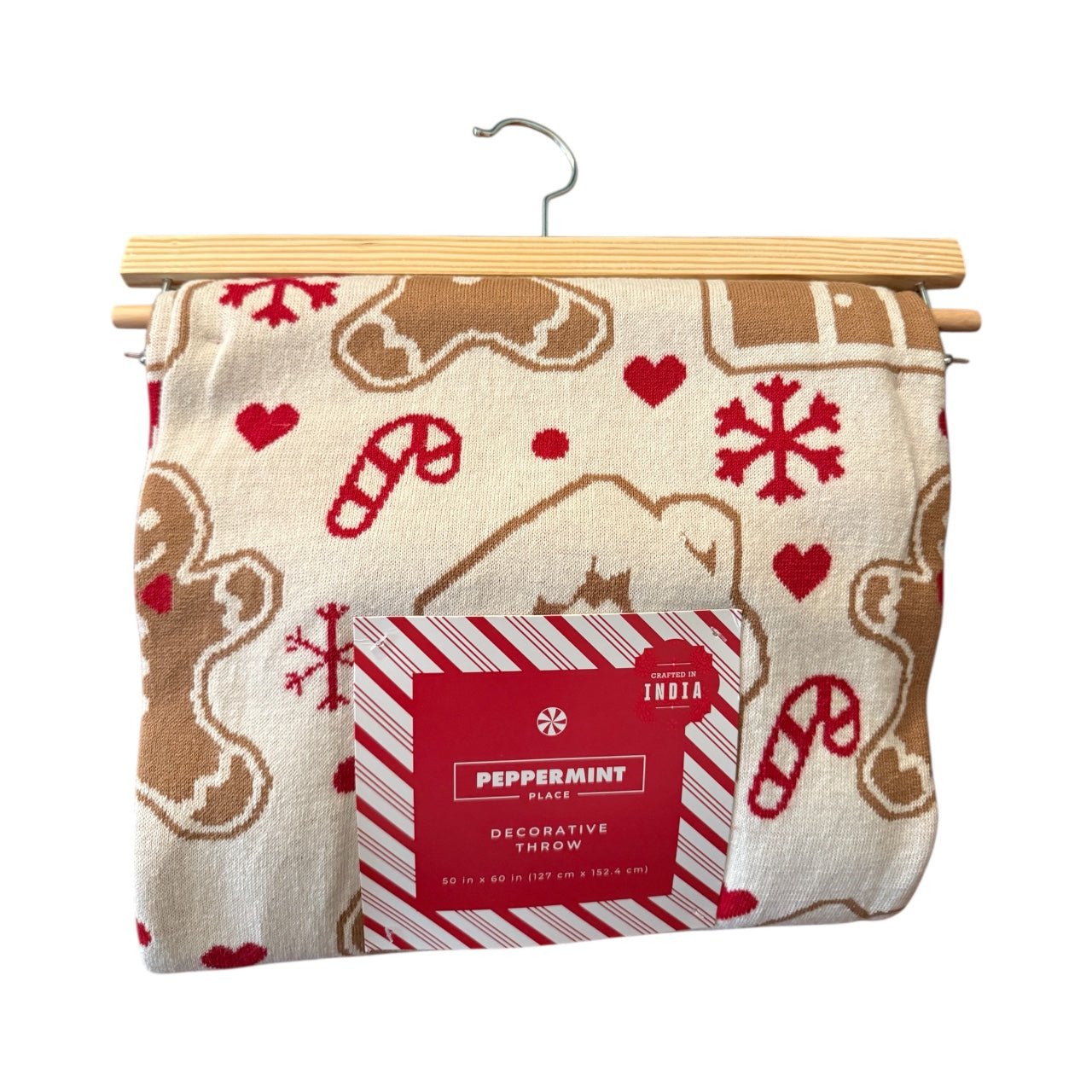 Peppermint Place Gingerbread Decorative Throw Blanket – Cozy Christmas Candy Cane Holiday Throw (50” x 60”) - Knack'd Up