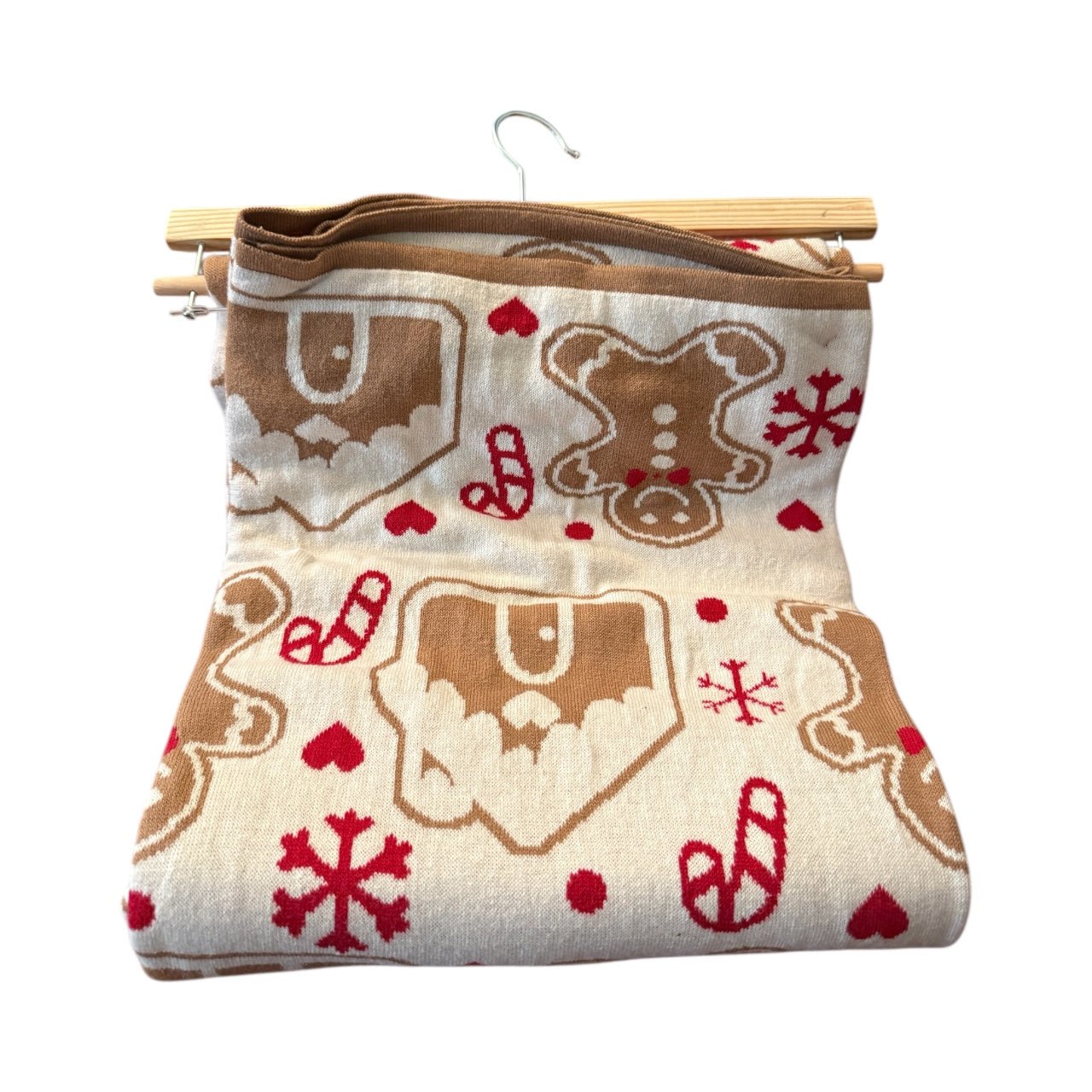 Peppermint Place Gingerbread Decorative Throw Blanket – Cozy Christmas Candy Cane Holiday Throw (50” x 60”) - Knack'd Up