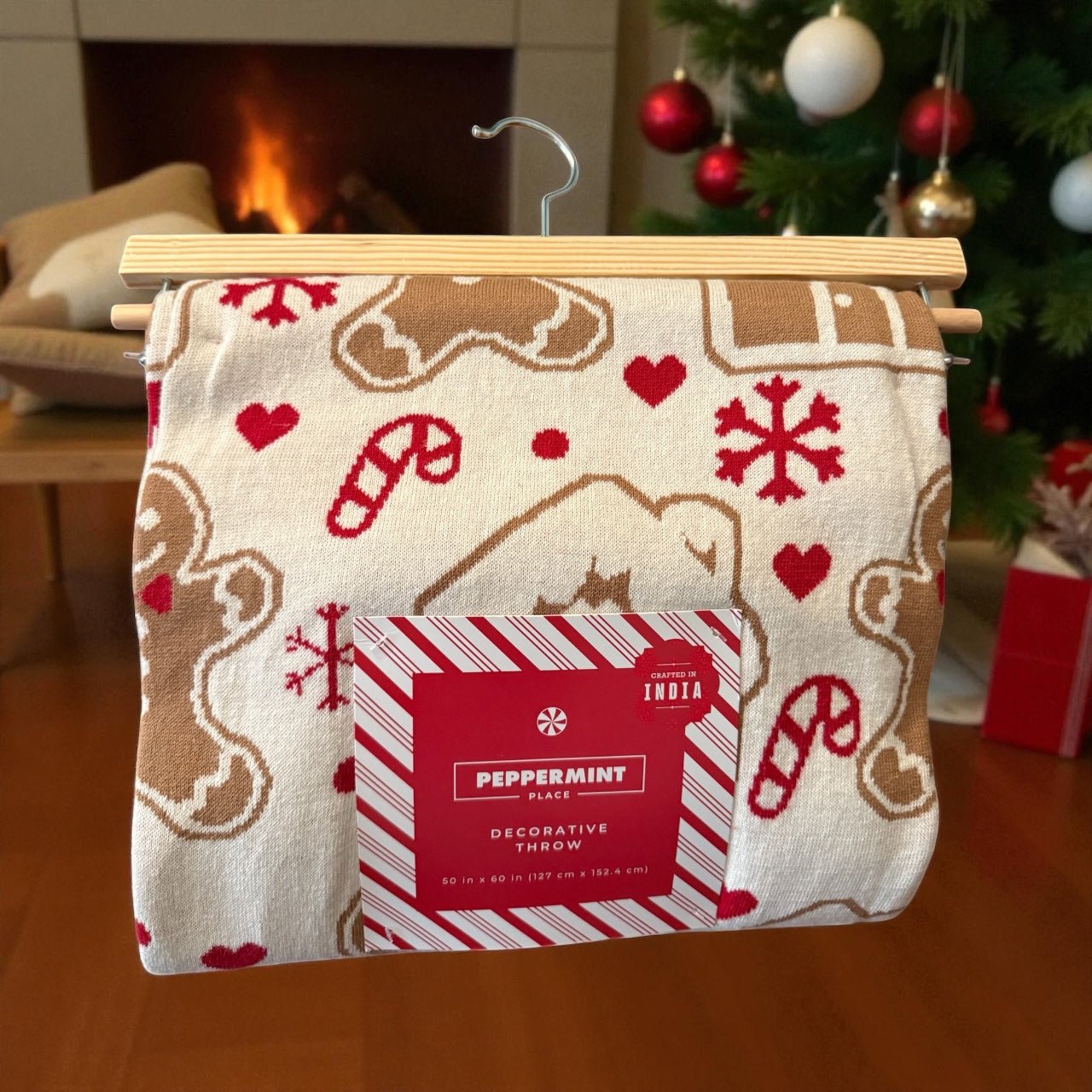 Peppermint Place Gingerbread Decorative Throw Blanket – Cozy Christmas Candy Cane Holiday Throw (50” x 60”) - Knack'd Up