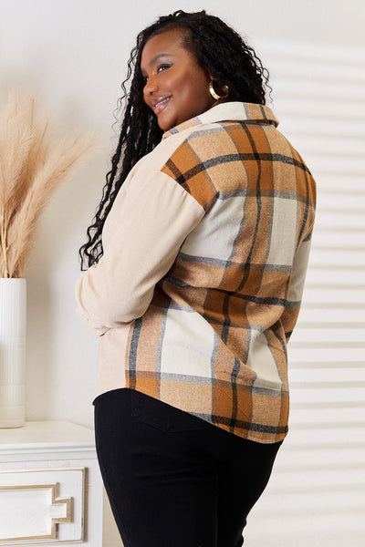 Perfee Plaid Print Dropped Shoulder Shirt - Knack'd Up