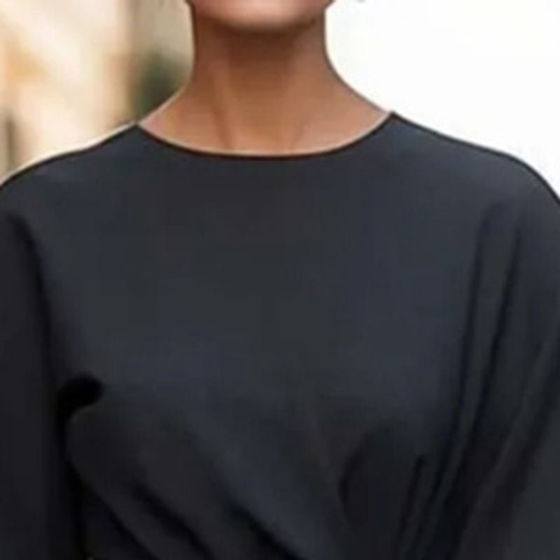 Plus Size Elegant Pleated Maxi Dress – Waist - Defining Round Neck Mid - Sleeve Formal Dress for Office, Party & Wedding Guest - Knack'd Up