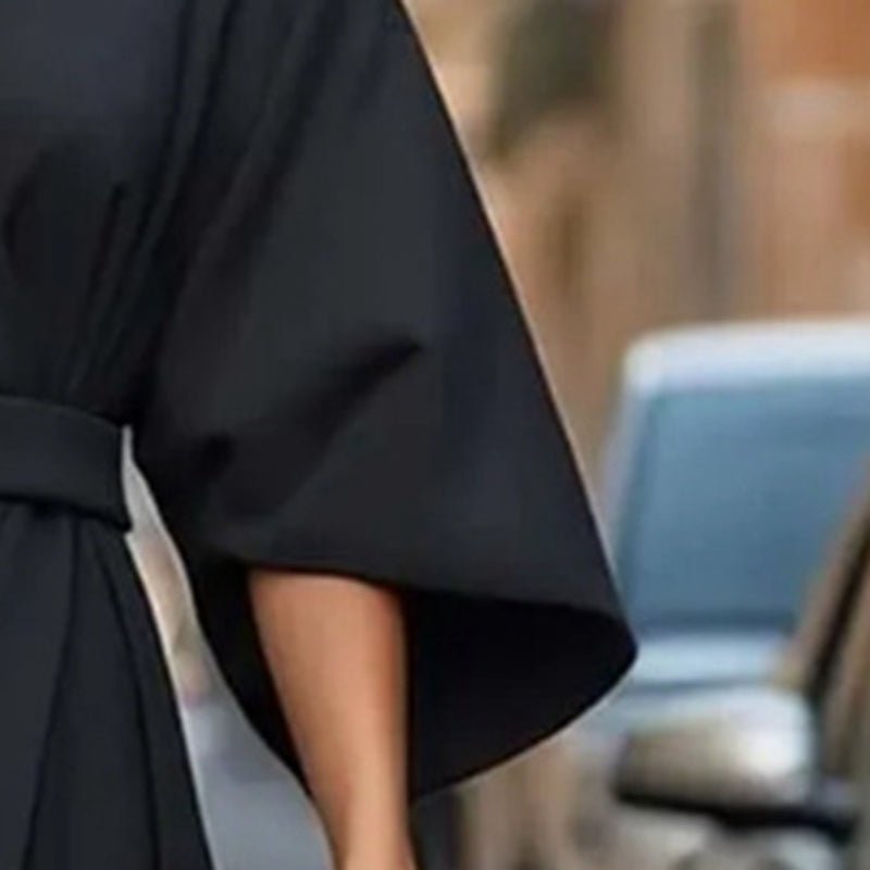 Plus Size Elegant Pleated Maxi Dress – Waist - Defining Round Neck Mid - Sleeve Formal Dress for Office, Party & Wedding Guest - Knack'd Up