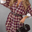 Plus Size Plaid Long Sleeve Mini Shirt Dress - Knack'd Up