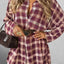 Plus Size Plaid Long Sleeve Mini Shirt Dress - Knack'd Up