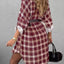 Plus Size Plaid Long Sleeve Mini Shirt Dress - Knack'd Up