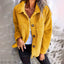 Plus Size Women’s Sherpa Fleece Jacket – Long Sleeve Lapel Coat with Pockets - Knack'd Up