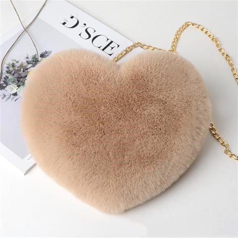 Plush Love Chain Shoulder Bag – Heart - Shaped Valentine’s Day Handbag for Women - Knack'd Up