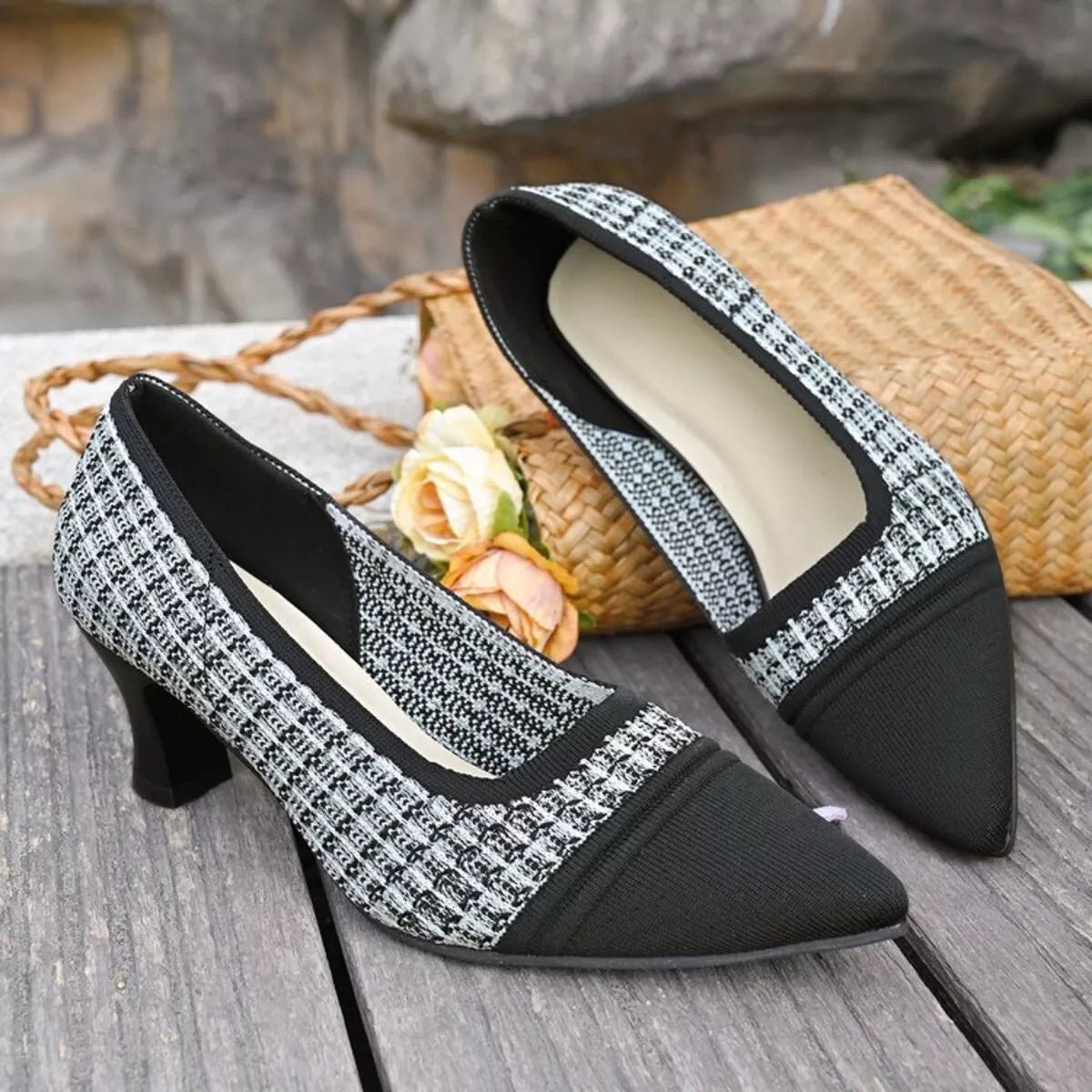 Point Toe Block Heels Pumps - Knack'd Up