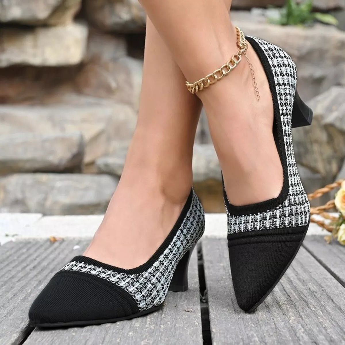 Point Toe Block Heels Pumps - Knack'd Up