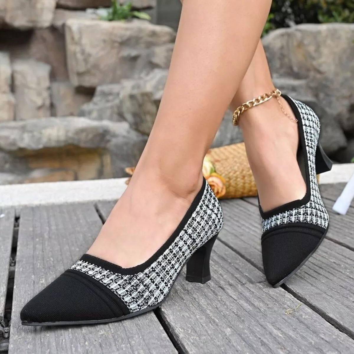 Point Toe Block Heels Pumps - Knack'd Up