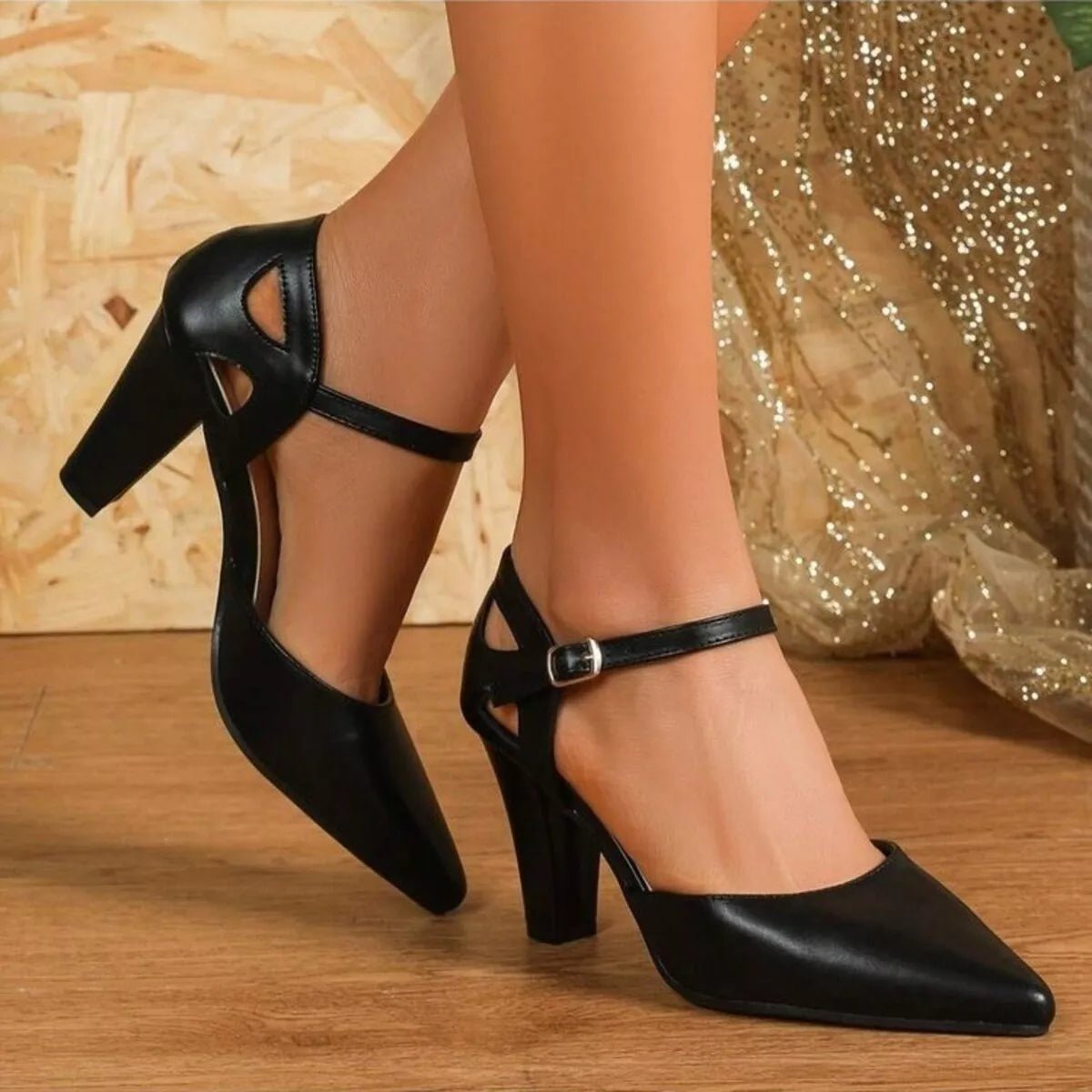 Point Toe Block Heels Pumps - Knack'd Up