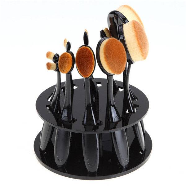 Round 10 - Hole Black Makeup Brush Holder – Sleek, Organized & Essential for Every Vanity - Knack'd Up