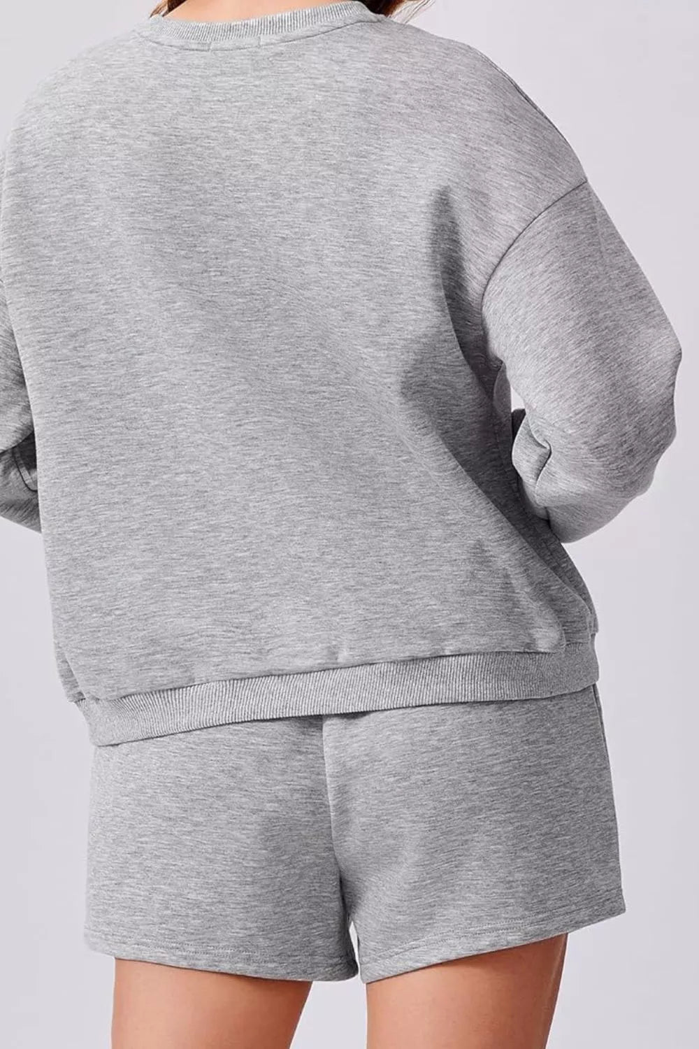 Round Neck Sweatshirt and Shorts Set - Knack'd Up