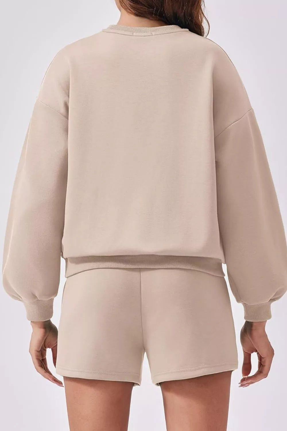 Round Neck Sweatshirt and Shorts Set - Knack'd Up