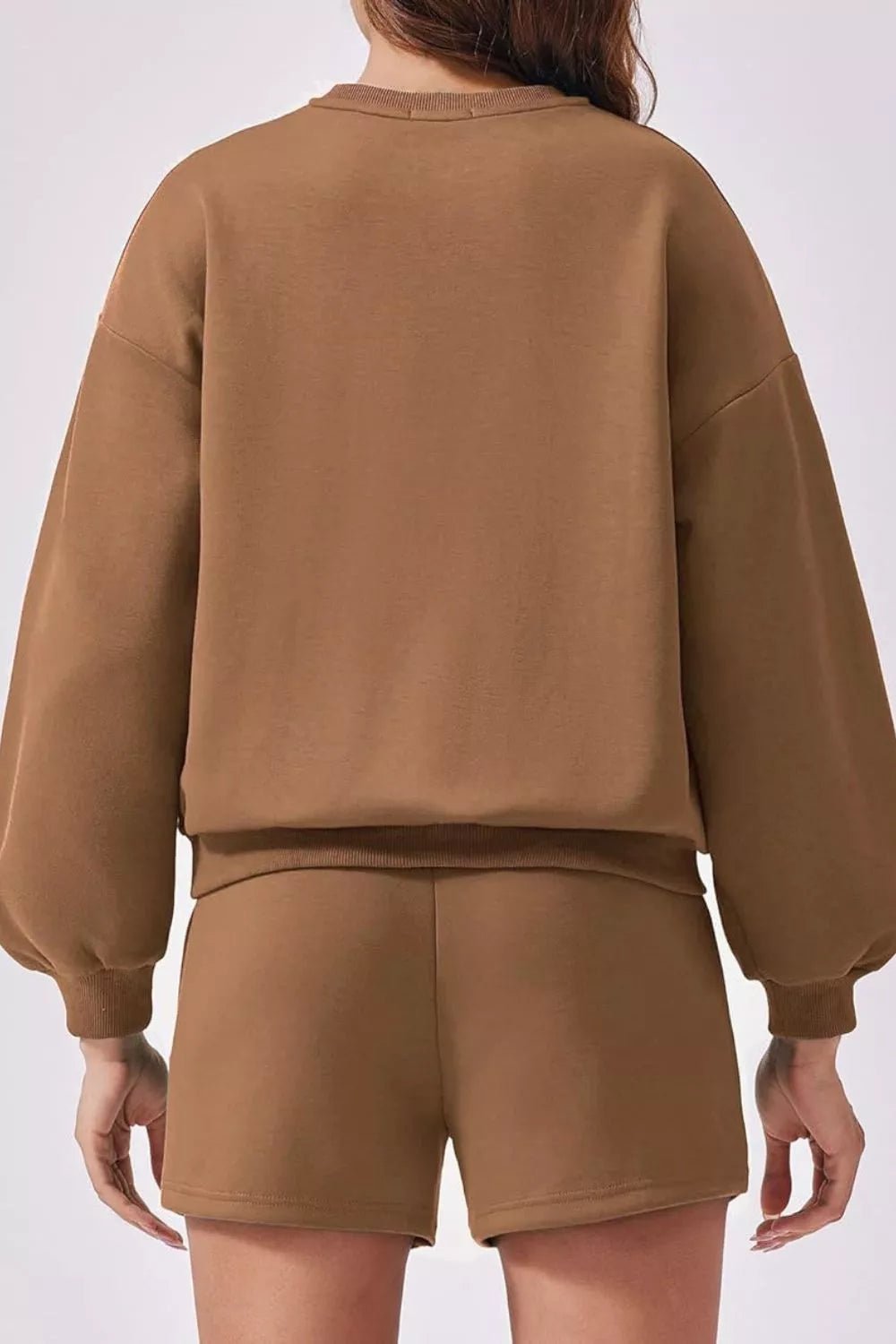 Round Neck Sweatshirt and Shorts Set - Knack'd Up