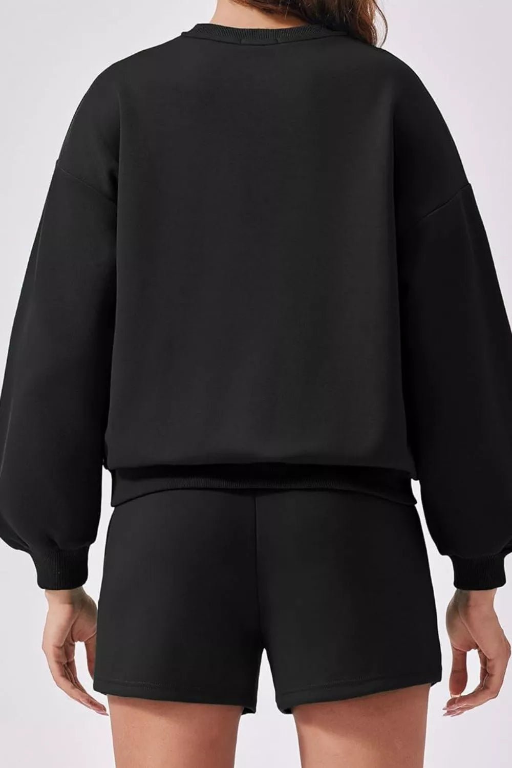 Round Neck Sweatshirt and Shorts Set - Knack'd Up