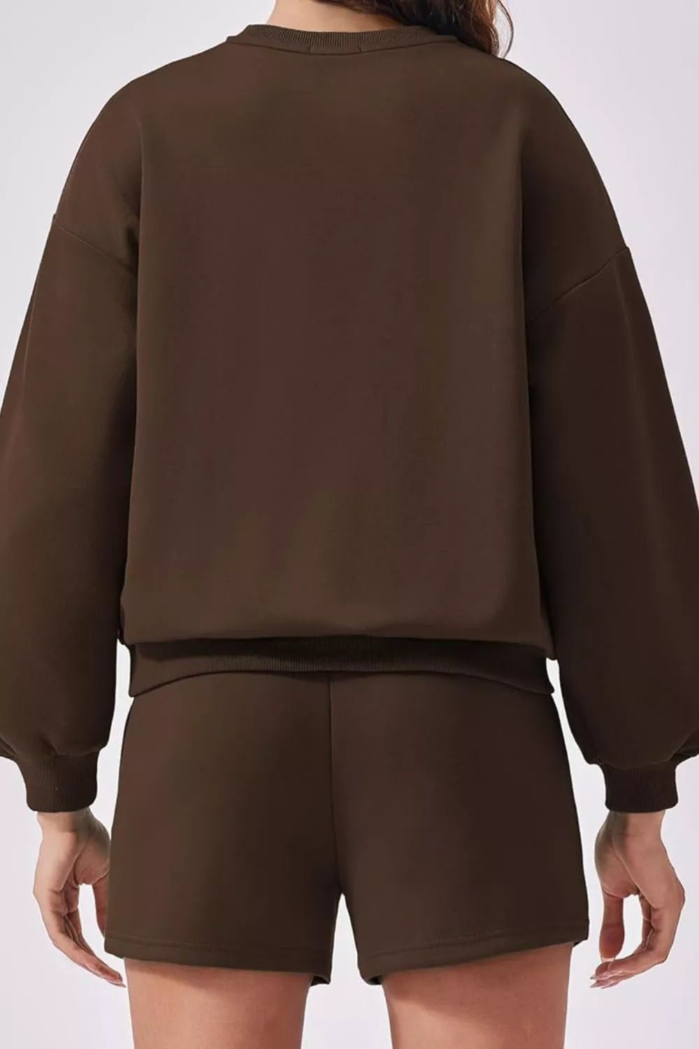 Round Neck Sweatshirt and Shorts Set - Knack'd Up