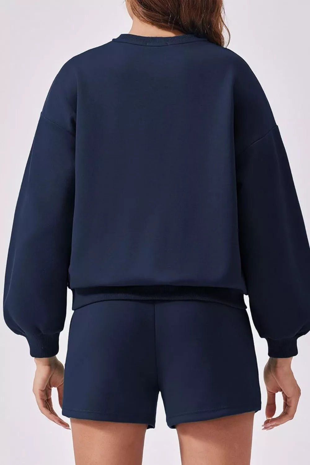 Round Neck Sweatshirt and Shorts Set - Knack'd Up