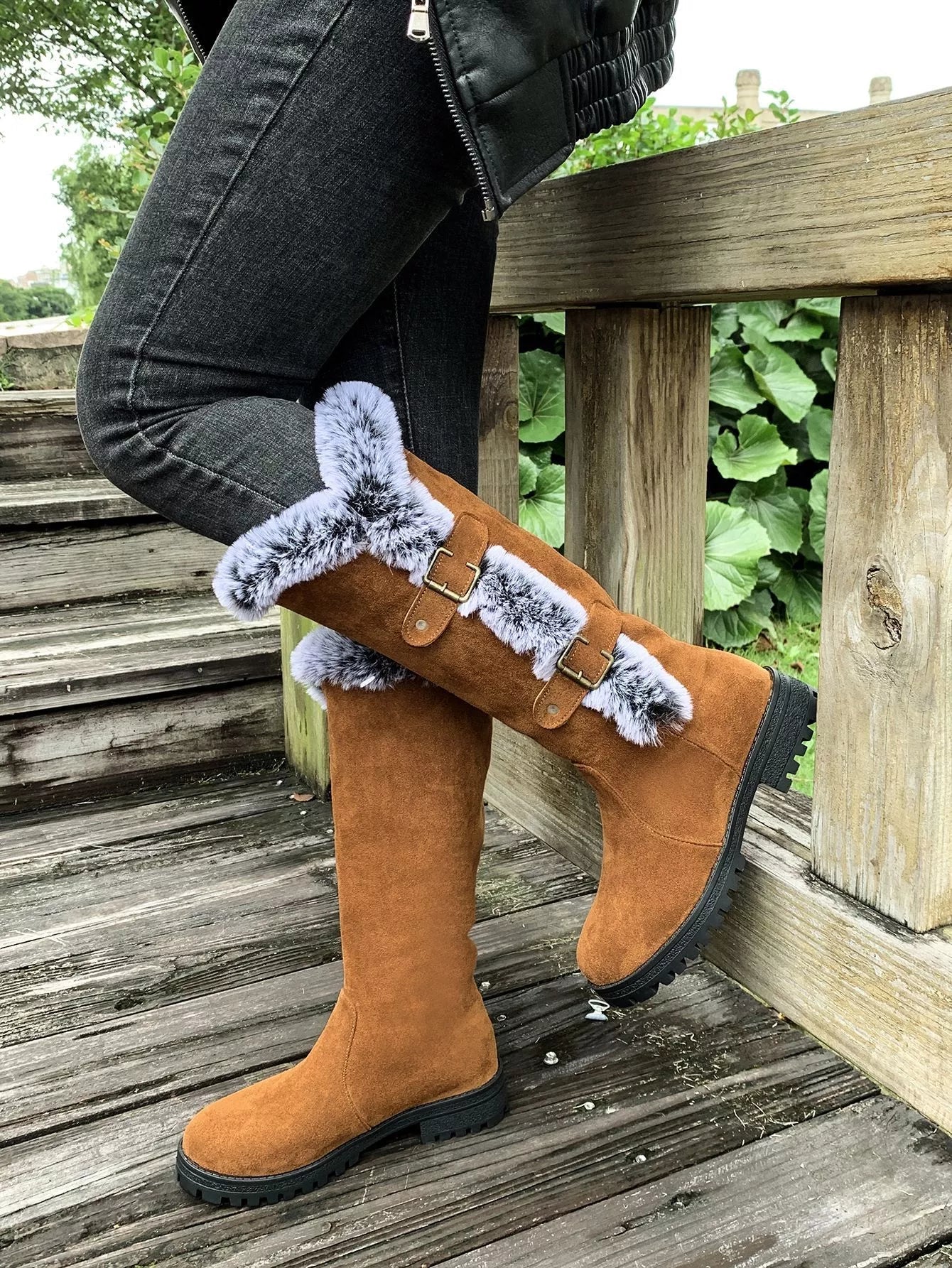 Round Toe Block Heels Boots - Knack'd Up