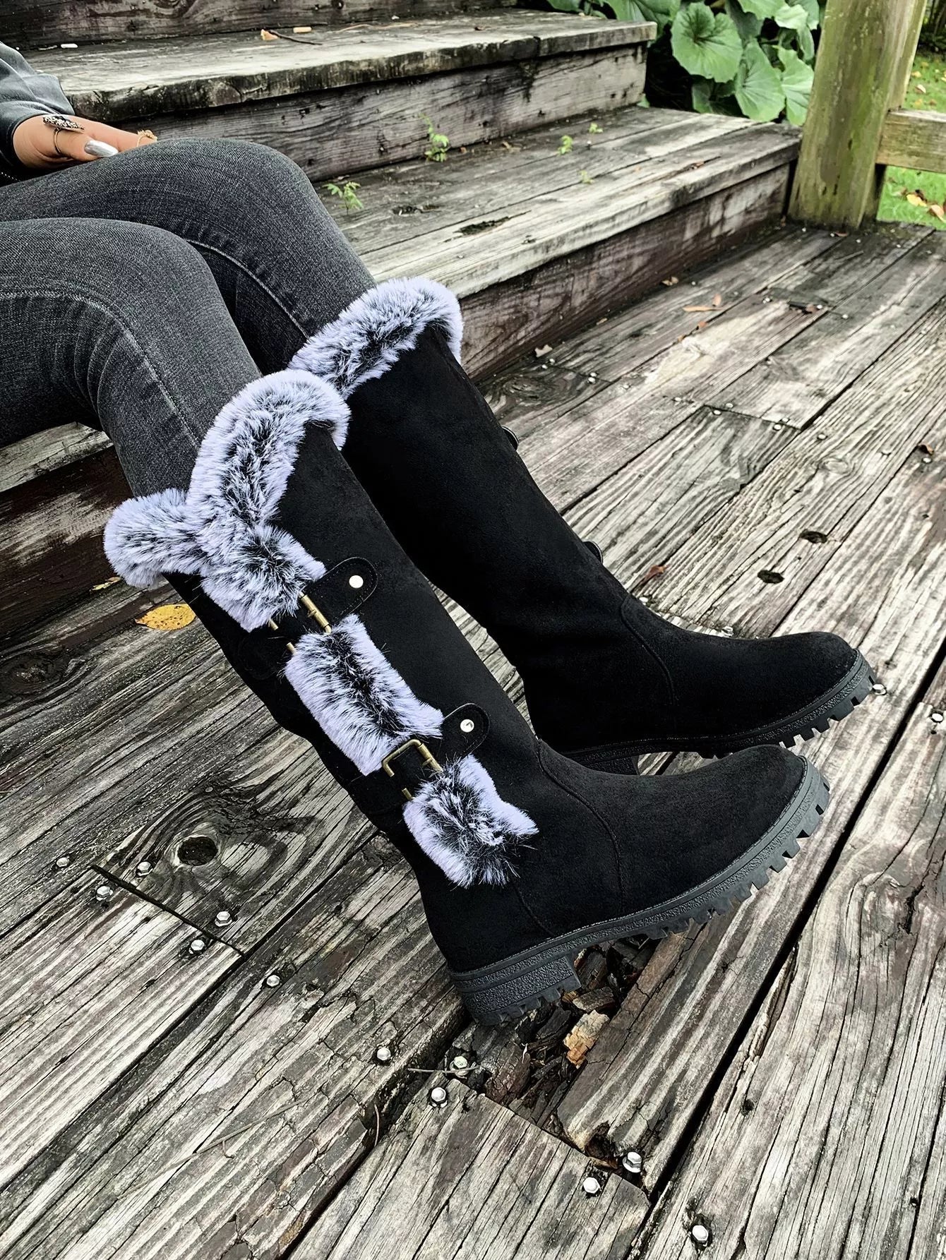 Round Toe Block Heels Boots - Knack'd Up