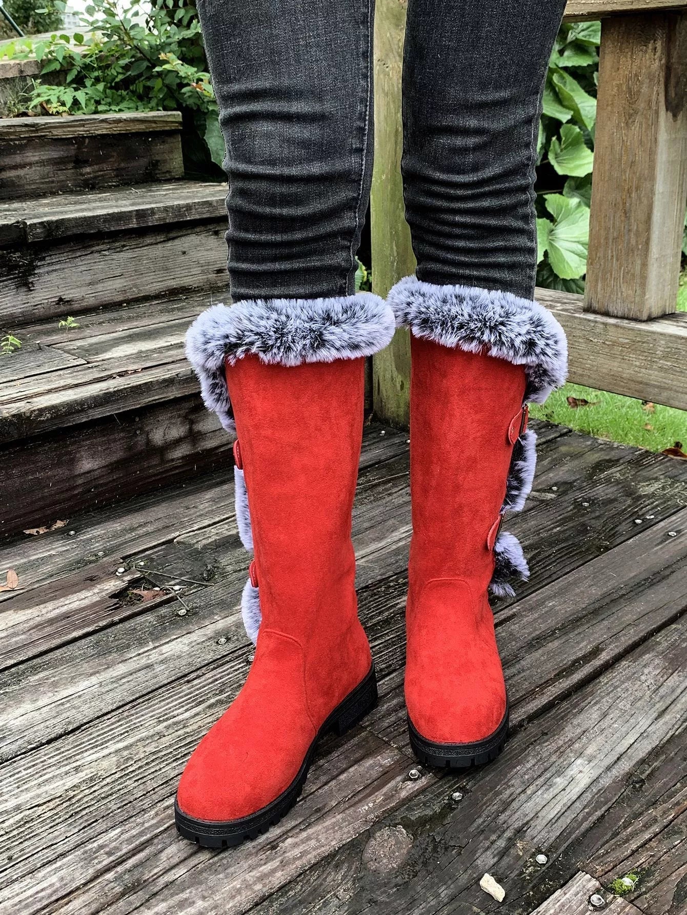 Round Toe Block Heels Boots - Knack'd Up