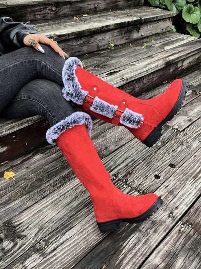 Round Toe Block Heels Boots - Knack'd Up