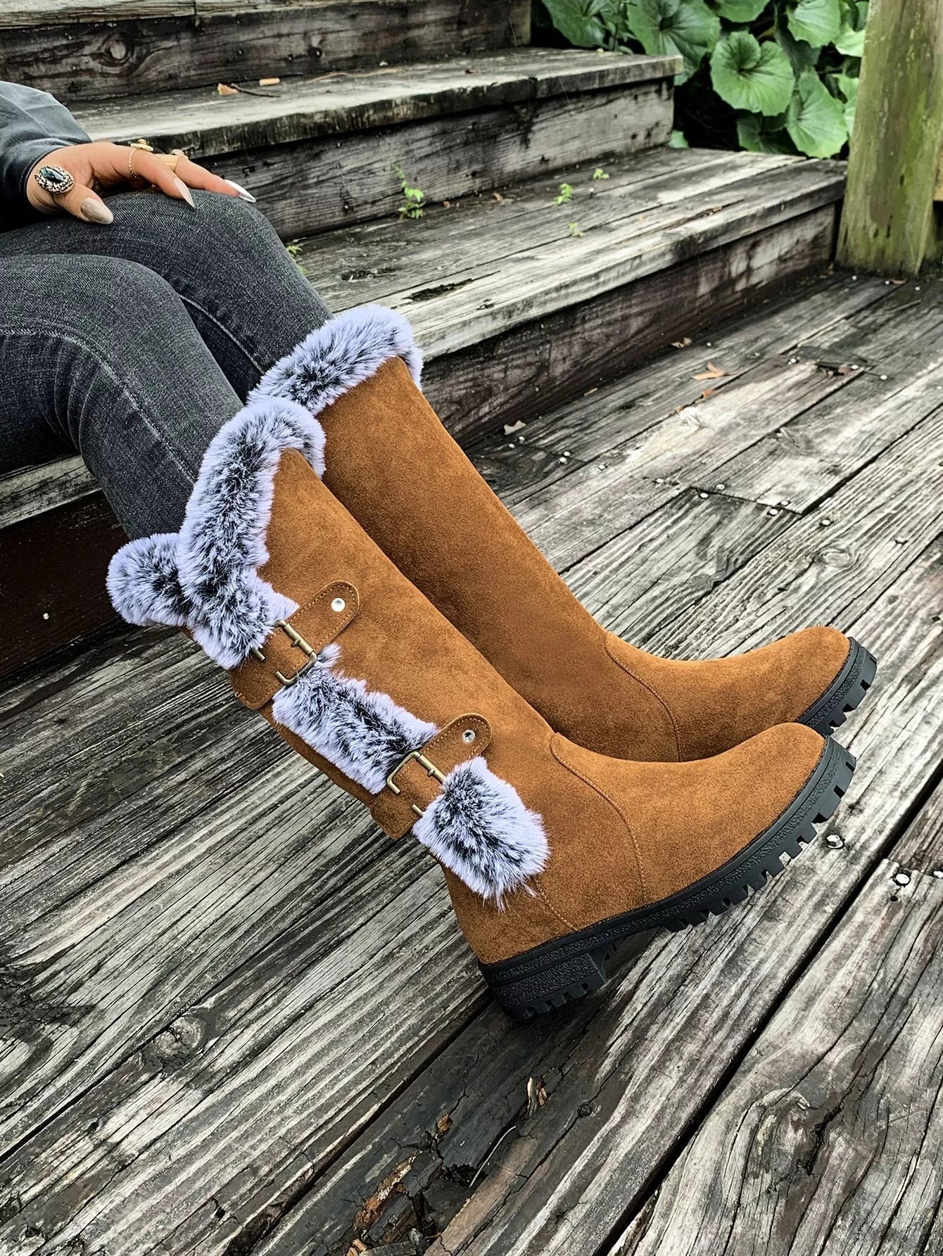 Round Toe Block Heels Boots - Knack'd Up