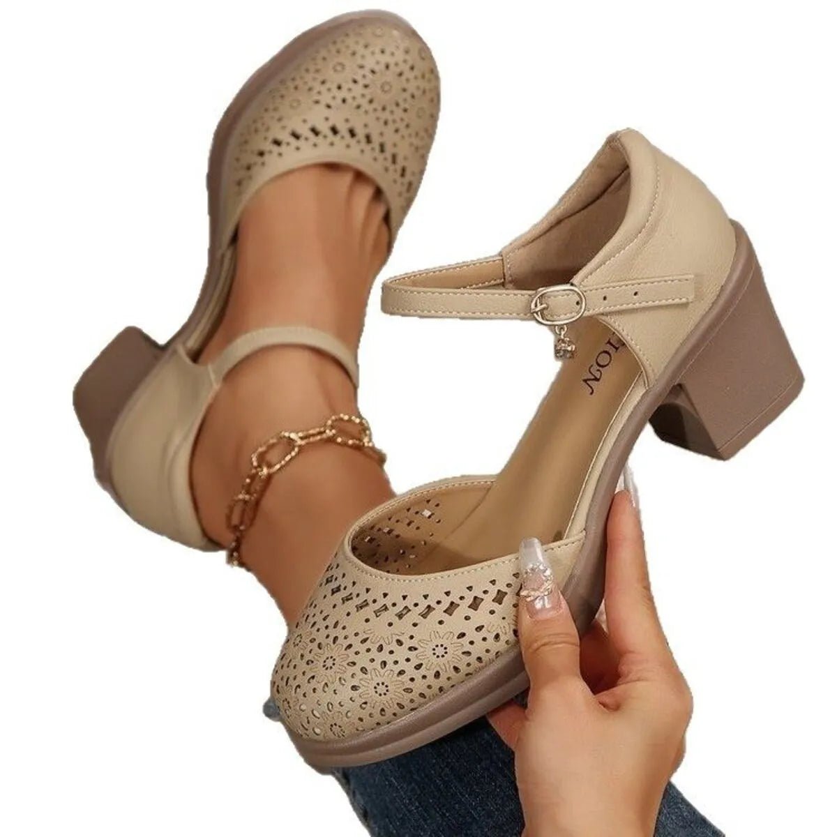 Round Toe Block Heels Pumps - Knack'd Up