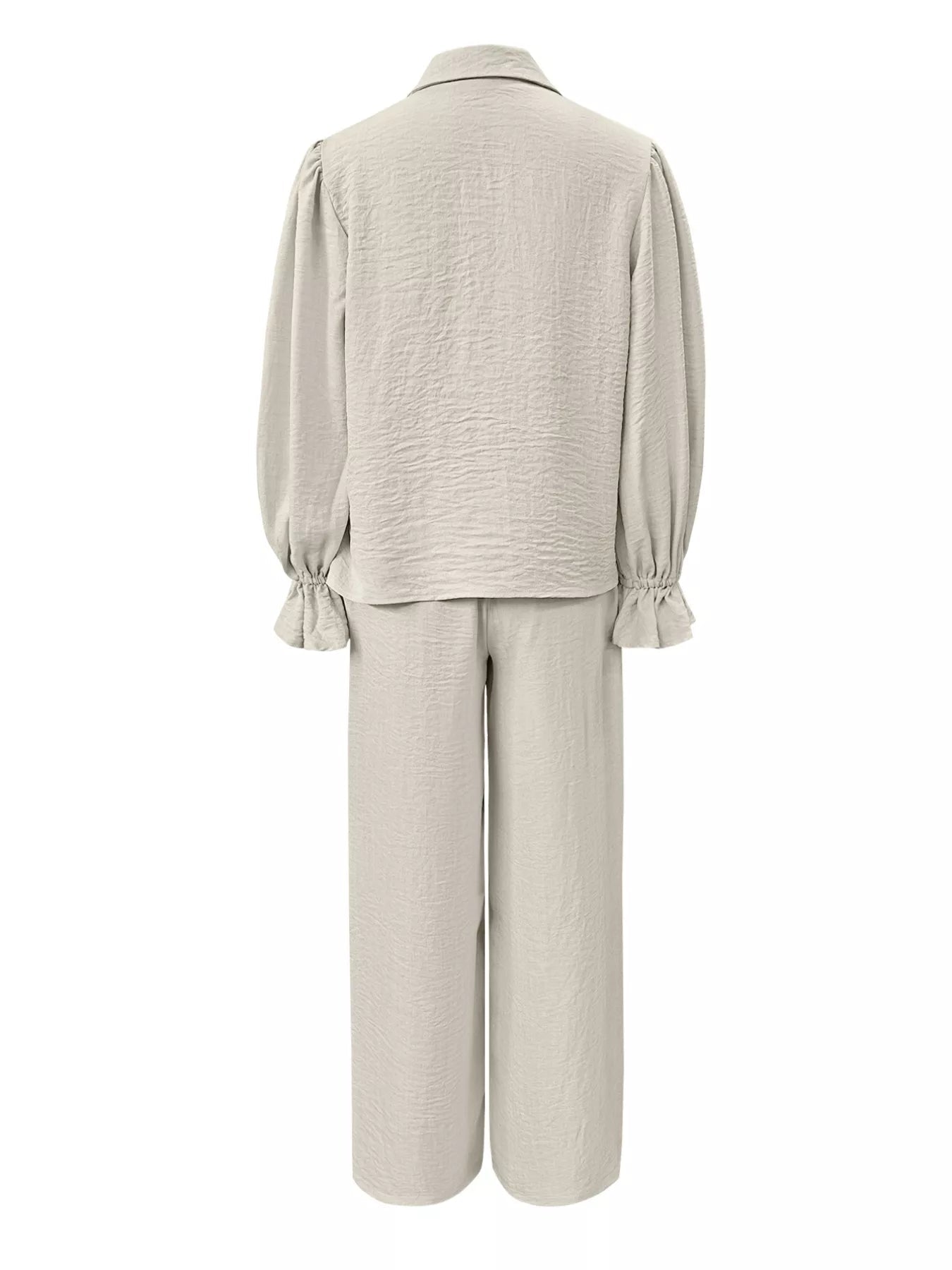 Ruffle Sleeve Shirt and Pants Set - Knack'd Up