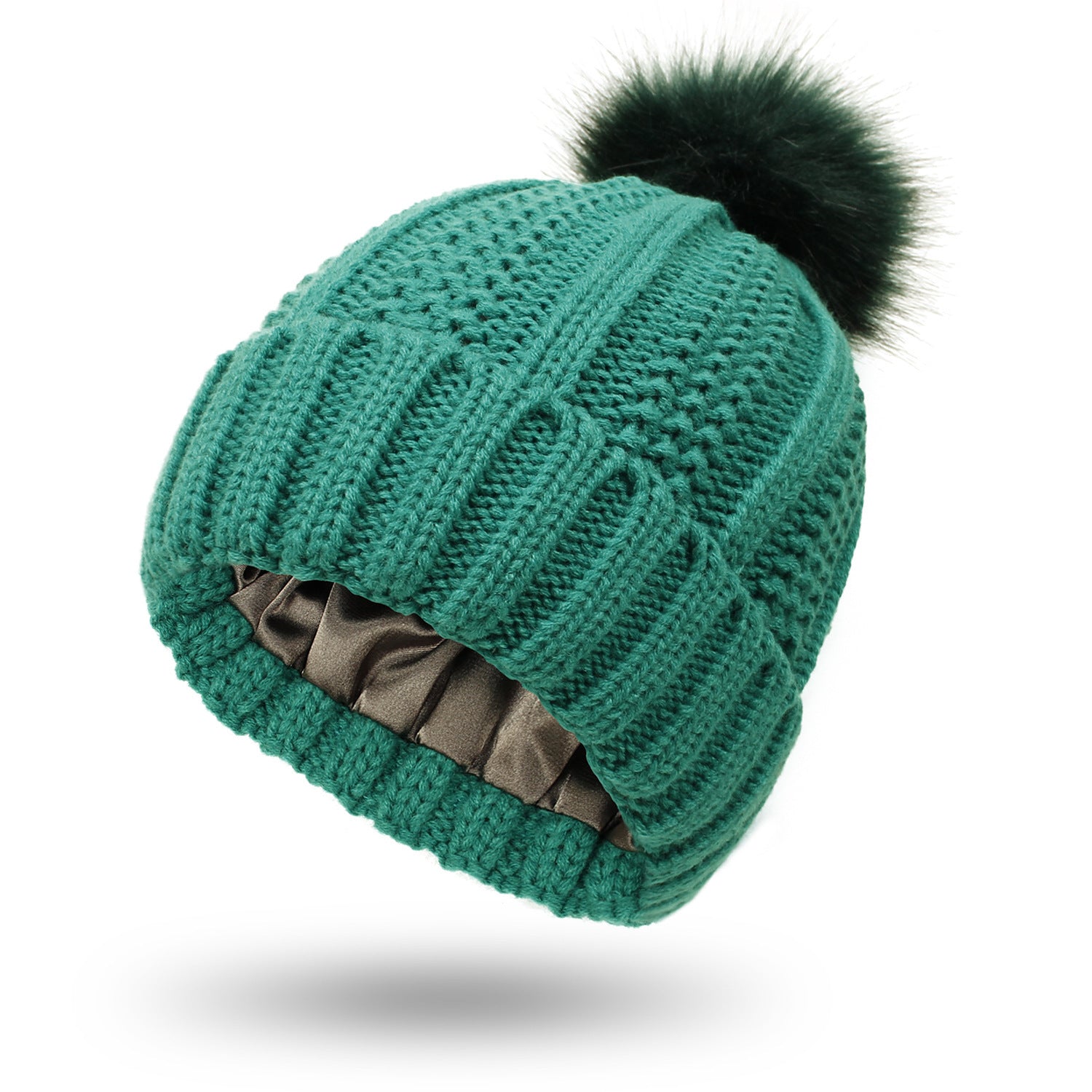 Satin - Lined Knit Pom Beanie – Frizz - Free Hair Protection Winter Hat - Knack'd Up