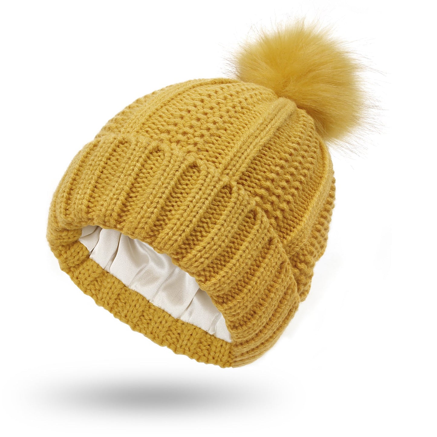 Satin - Lined Knit Pom Beanie – Frizz - Free Hair Protection Winter Hat - Knack'd Up