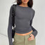 Seamless Long - Sleeve Fitted Top – Everyday Stretch Crewneck Layer - Knack'd Up