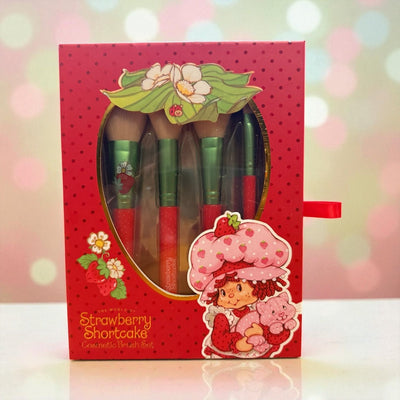 Shortcake Cosmetic Brush Set – 5 - Piece Makeup Brush Collection with Soft Bristles & Adorable Strawberry Design - Knack'd Up