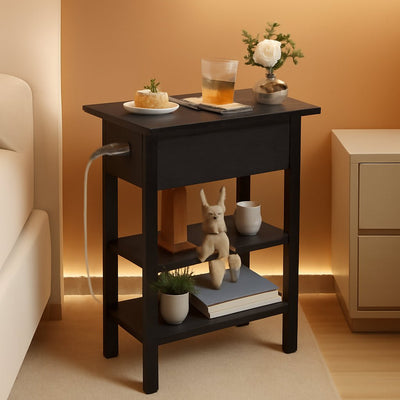 Slim Charging End Table With USB Ports And Outlets - Knack'd Up