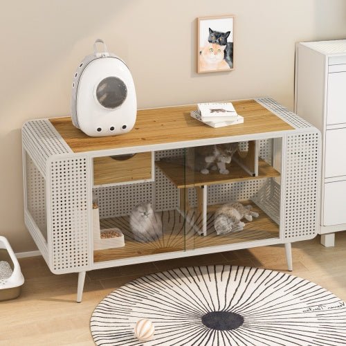 Spacious Cat House with Tempered Glass – Modern Indoor Pet Furniture for Stylish Homes - Knack'd Up