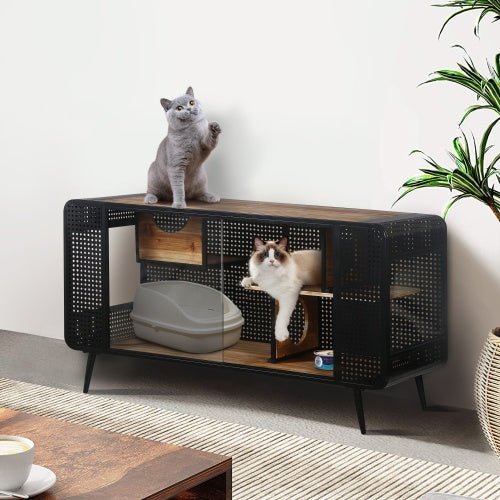 Spacious Cat House with Tempered Glass – Modern Indoor Pet Furniture for Stylish Homes - Knack'd Up