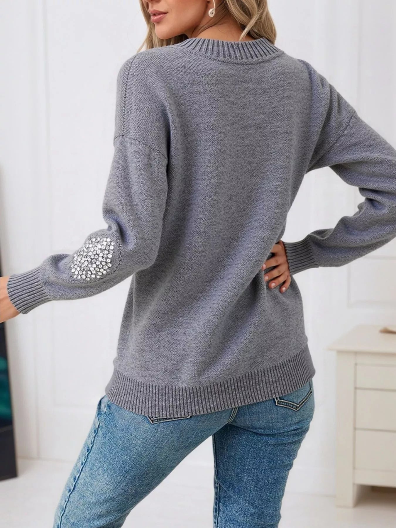 Sparkling Diamond Pattern Sweater - Knack'd Up