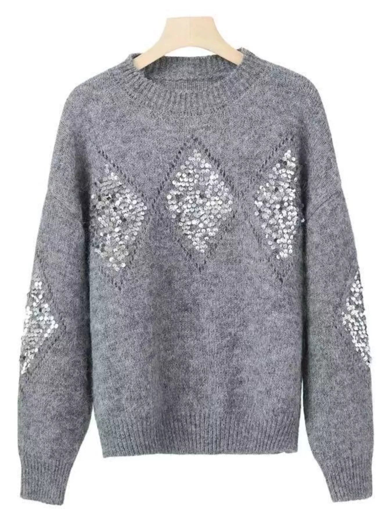 Sparkling Diamond Pattern Sweater - Knack'd Up