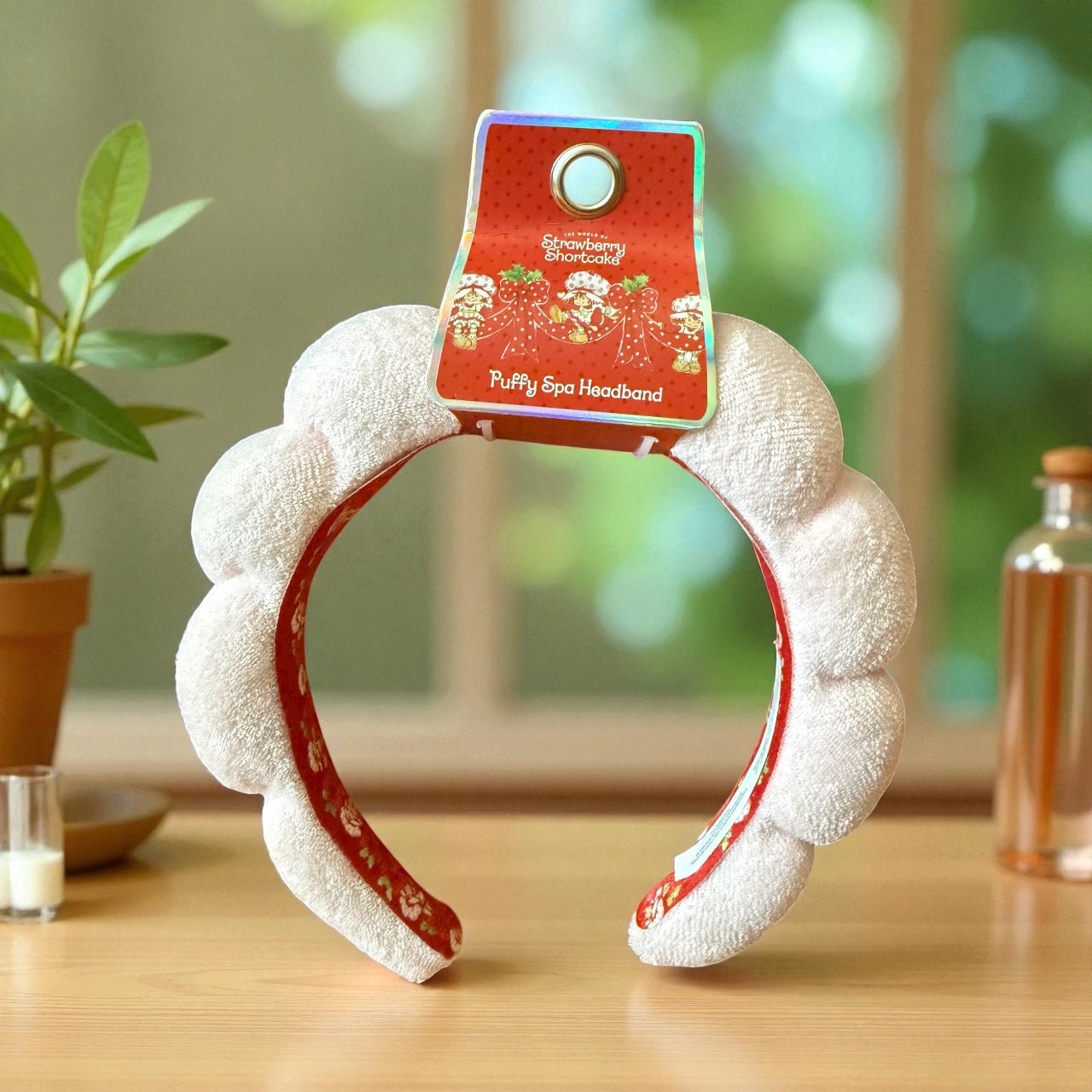 Strawberry Shortcake Puffy Spa Headband – Soft Plush Makeup & Skincare Hairband | Cute Vintage - Inspired Self - Care Accessory - Knack'd Up