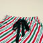 Stripe Contrast Velvet Ribbon Knot Christmas 2pcs Pajama Set - Knack'd Up