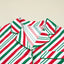 Stripe Contrast Velvet Ribbon Knot Christmas 2pcs Pajama Set - Knack'd Up