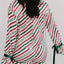 Stripe Contrast Velvet Ribbon Knot Christmas 2pcs Pajama Set - Knack'd Up