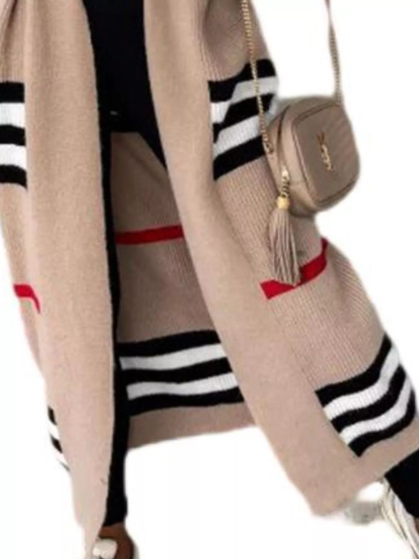 Striped Longline Open Front Cardigan - Knack'd Up