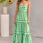 Striped Suspender Maxi Dress – Square Neck Backless Summer Dress with Pockets - Knack'd Up