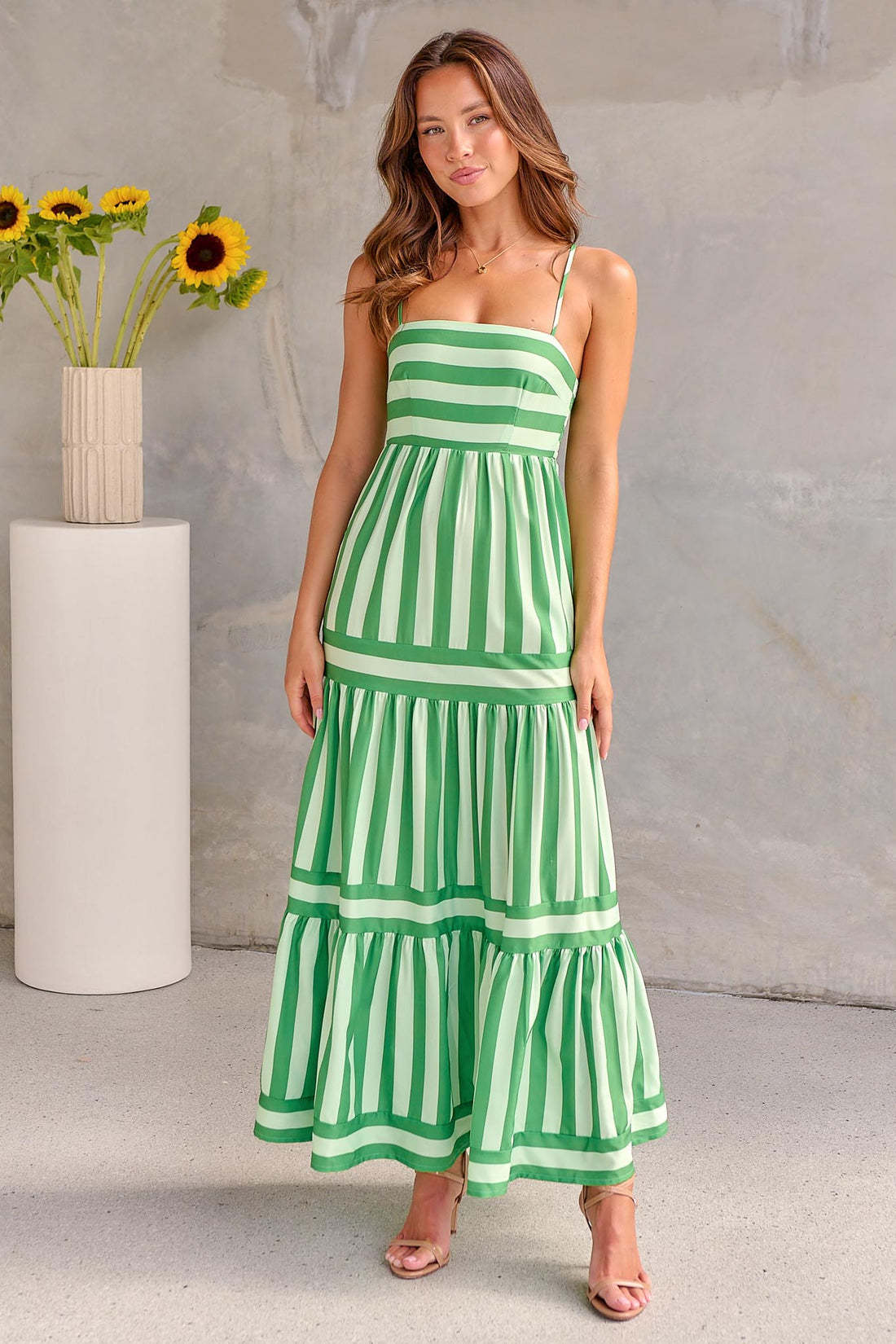 Striped Suspender Maxi Dress – Square Neck Backless Summer Dress with Pockets - Knack'd Up